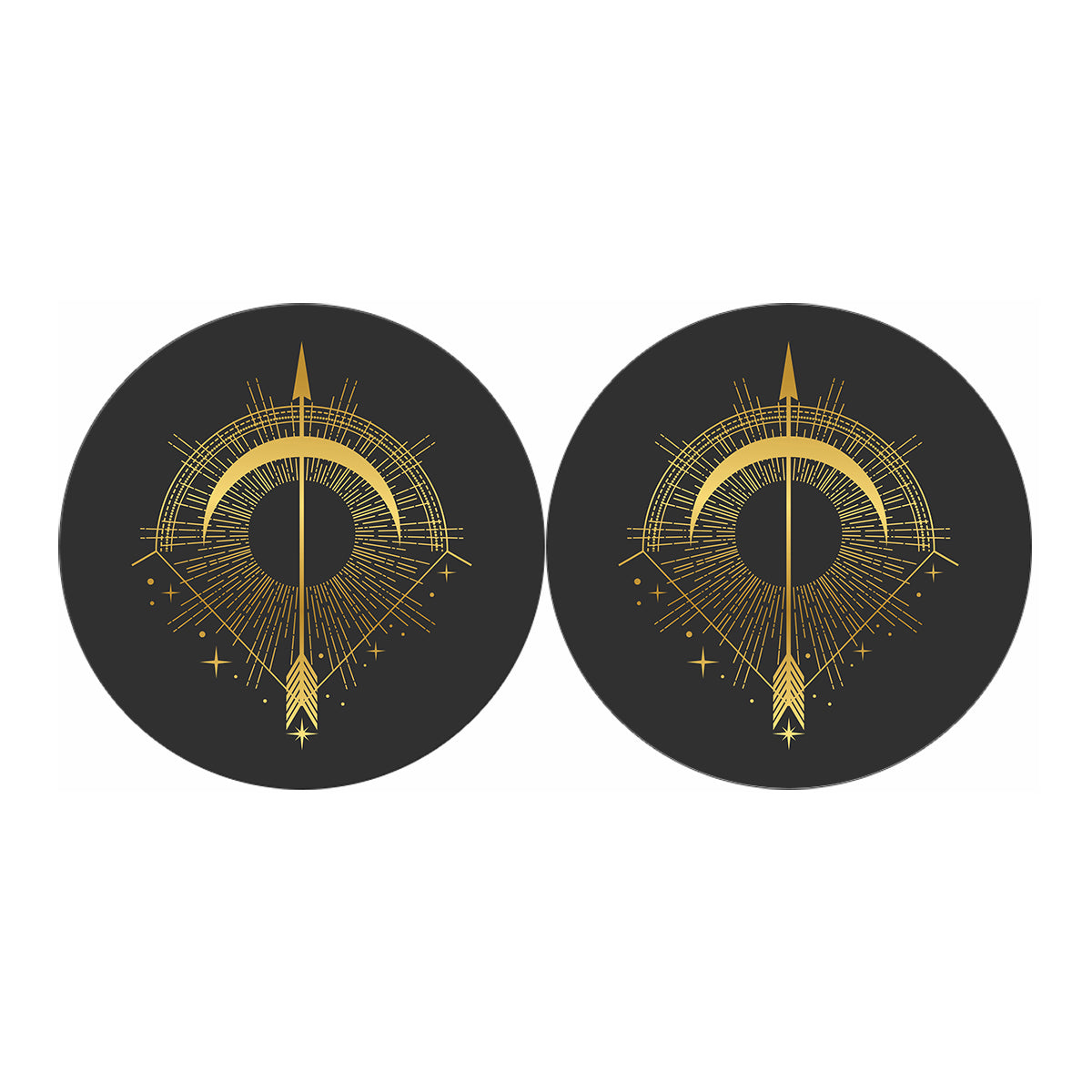 Gold Sagittarius Sign Print Car Coasters