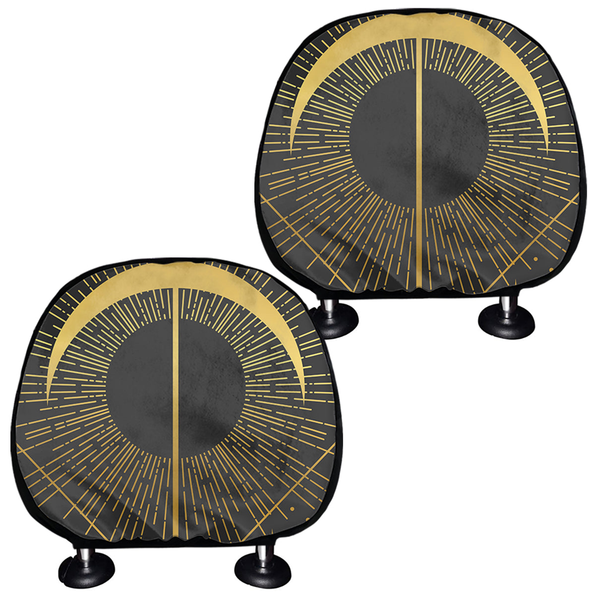 Gold Sagittarius Sign Print Car Headrest Covers