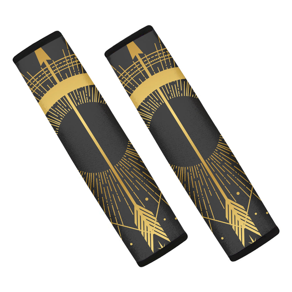 Gold Sagittarius Sign Print Car Seat Belt Covers