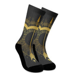 Gold Sagittarius Sign Print Crew Socks