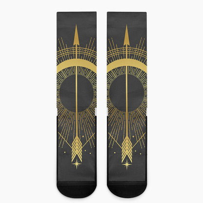 Gold Sagittarius Sign Print Crew Socks