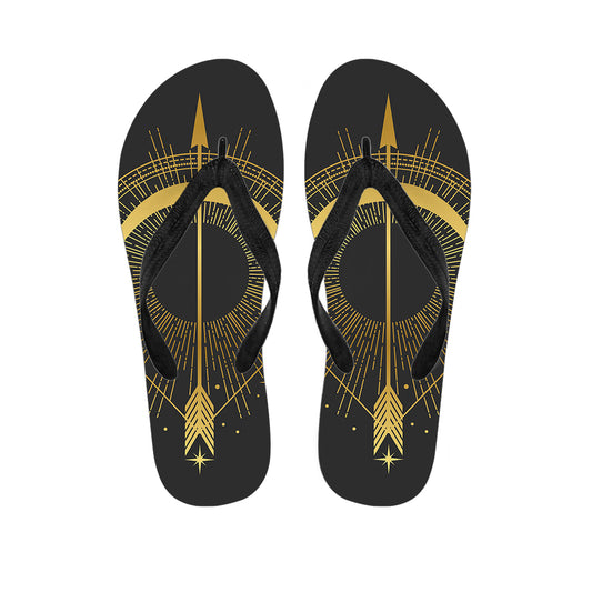 Gold Sagittarius Sign Print Flip Flops