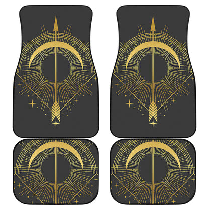 Gold Sagittarius Sign Print Front and Back Car Floor Mats
