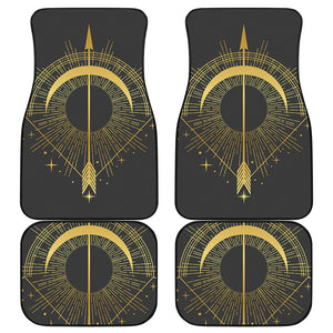 Gold Sagittarius Sign Print Front and Back Car Floor Mats