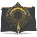 Gold Sagittarius Sign Print Hooded Blanket