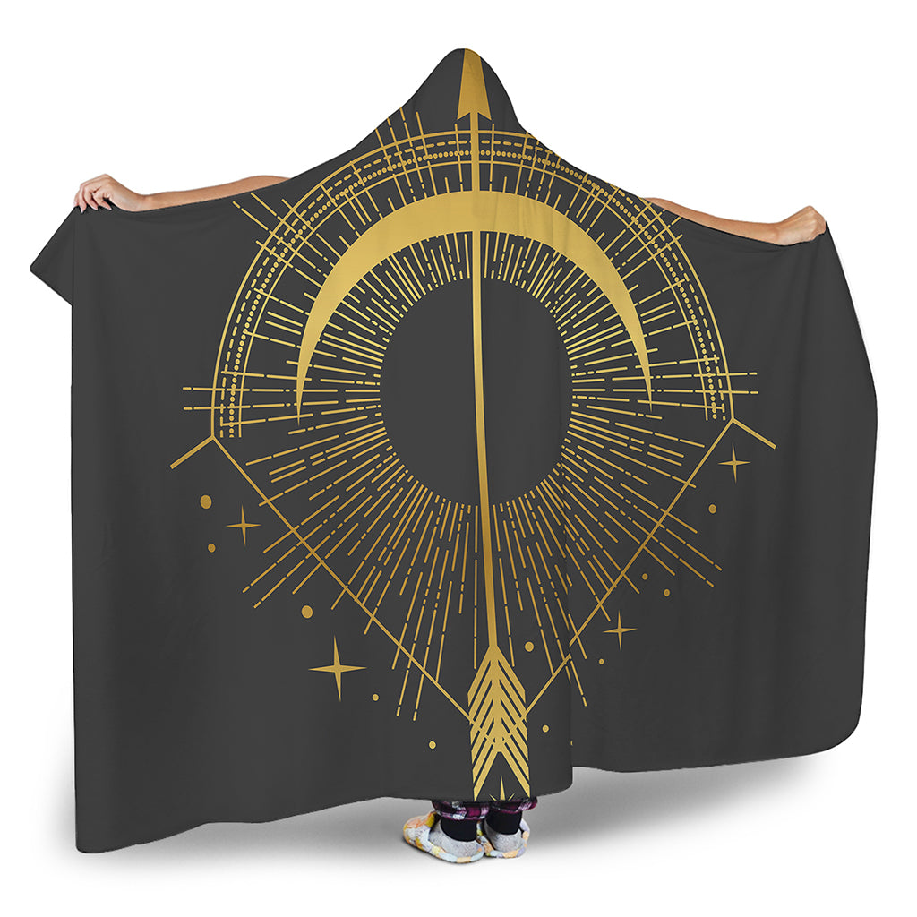 Gold Sagittarius Sign Print Hooded Blanket