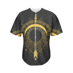 Gold Sagittarius Sign Print Men's Baseball Jersey