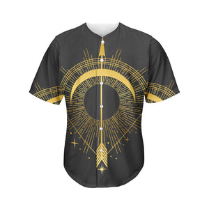 Gold Sagittarius Sign Print Men's Baseball Jersey