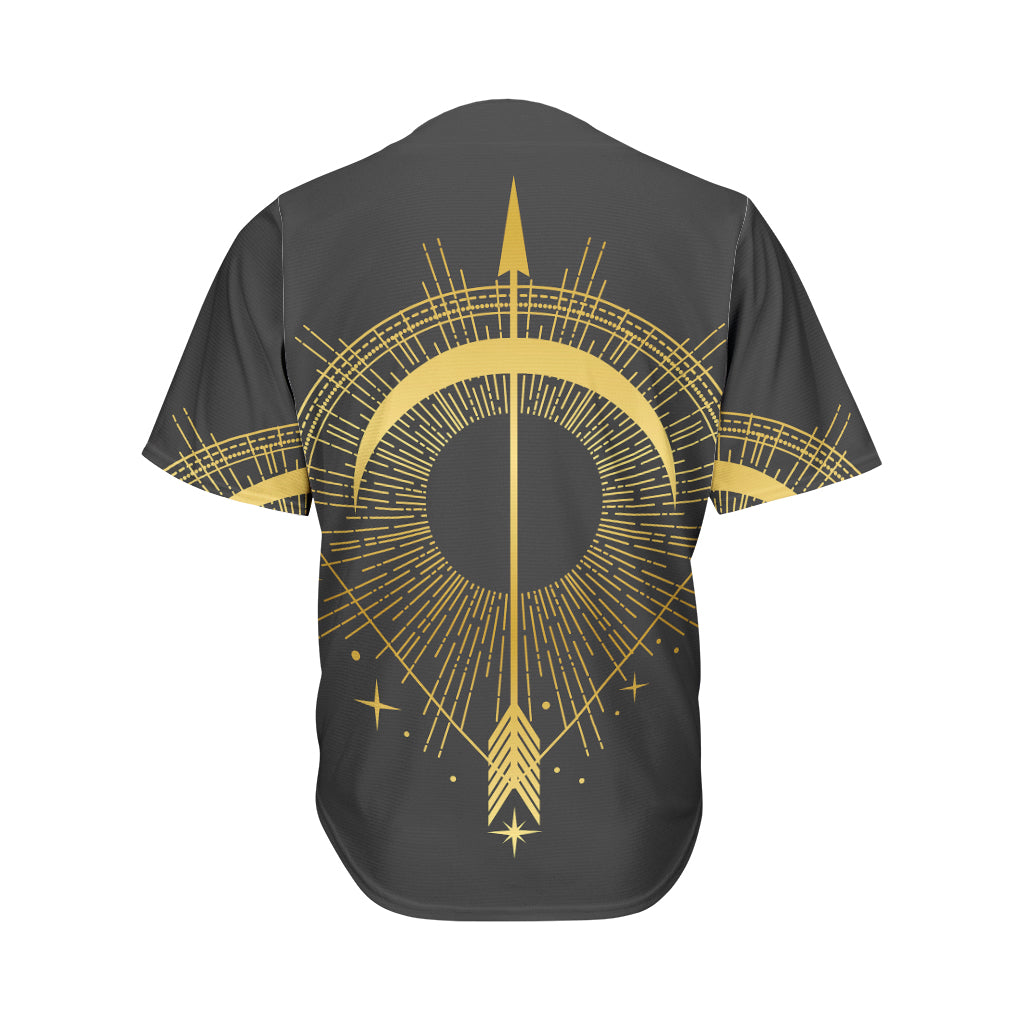 Gold Sagittarius Sign Print Men's Baseball Jersey