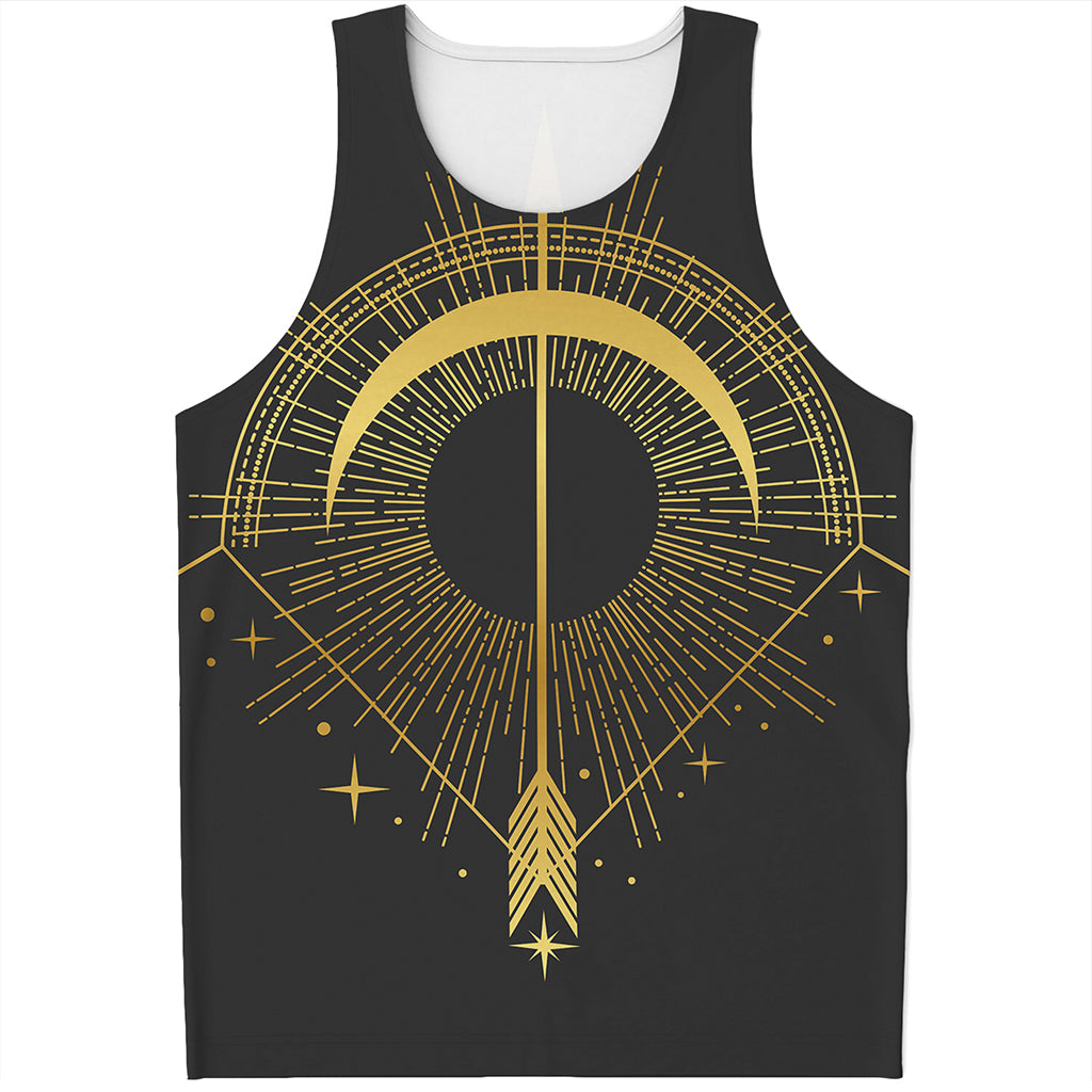 Gold Sagittarius Sign Print Men's Tank Top