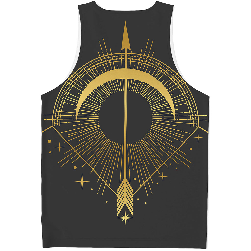 Gold Sagittarius Sign Print Men's Tank Top