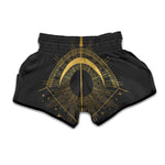 Gold Sagittarius Sign Print Muay Thai Boxing Shorts