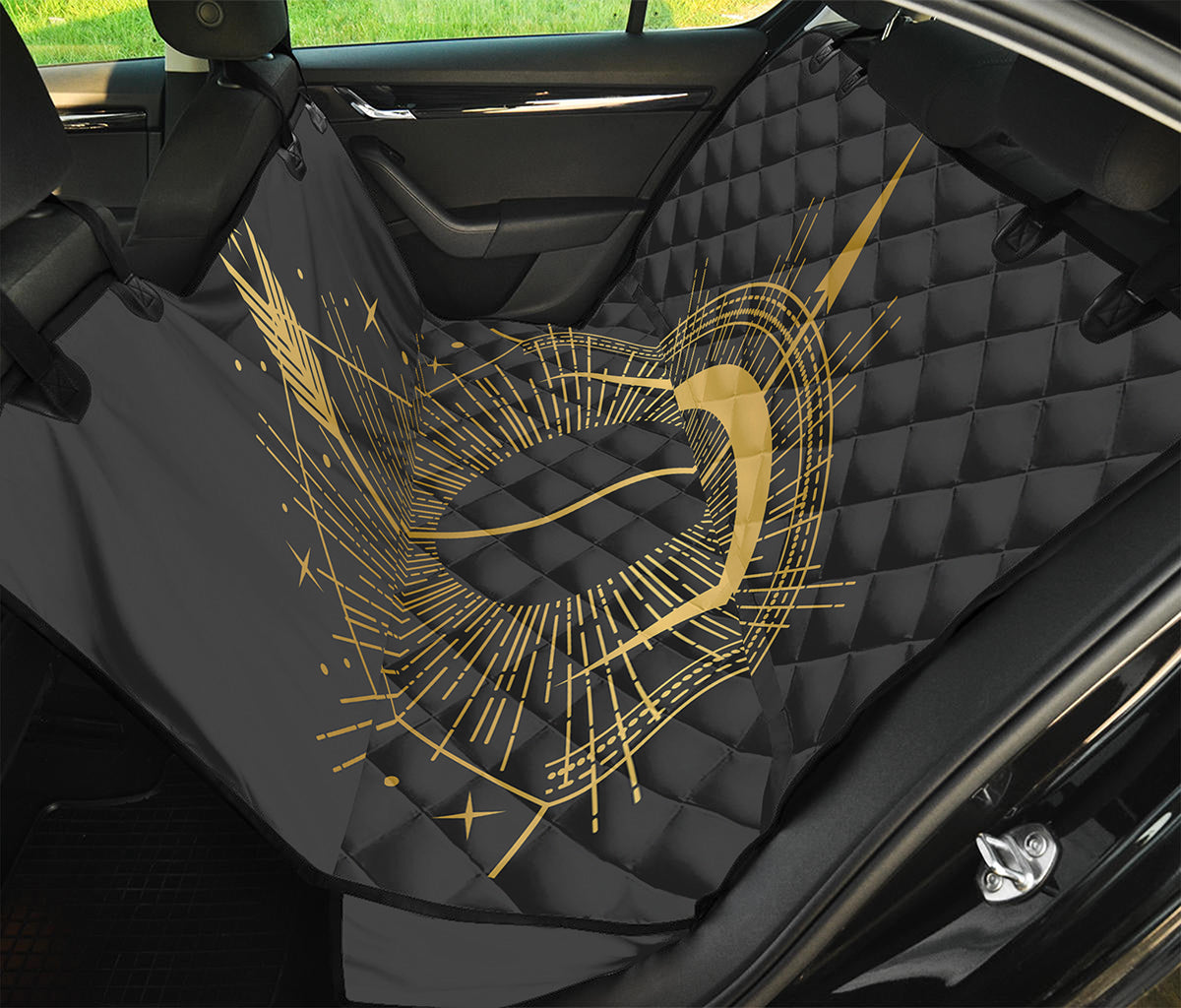 Gold Sagittarius Sign Print Pet Car Back Seat Cover
