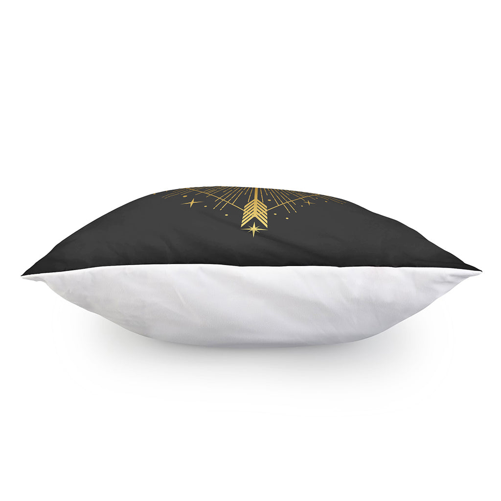 Gold Sagittarius Sign Print Pillow Cover