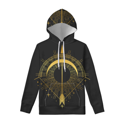 Gold Sagittarius Sign Print Pullover Hoodie