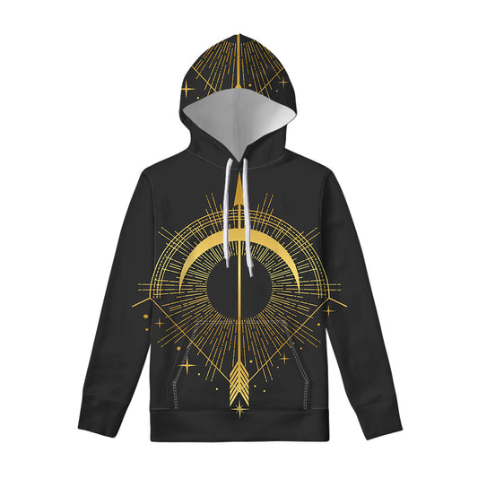 Gold Sagittarius Sign Print Pullover Hoodie