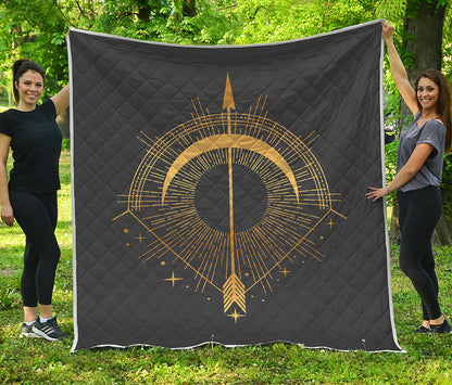 Gold Sagittarius Sign Print Quilt