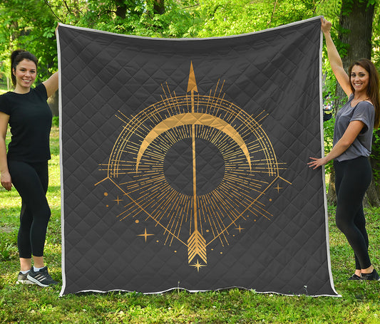 Gold Sagittarius Sign Print Quilt