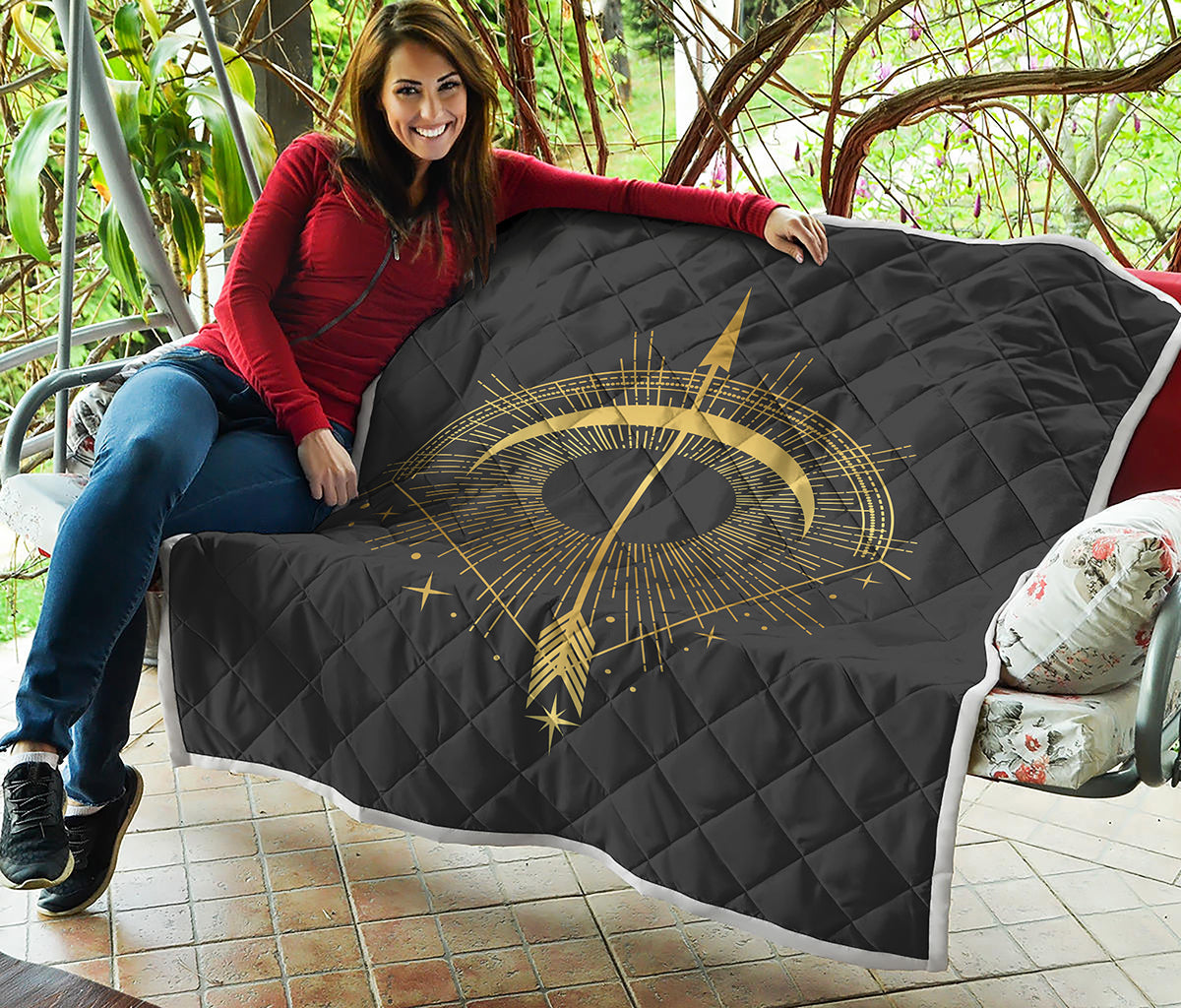 Gold Sagittarius Sign Print Quilt