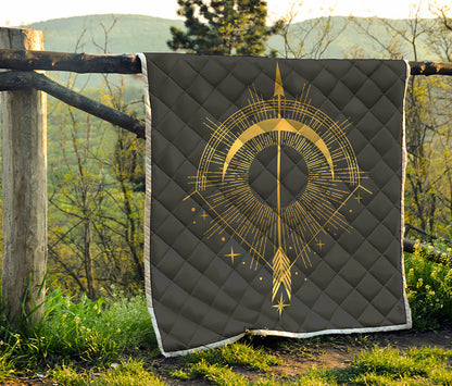 Gold Sagittarius Sign Print Quilt