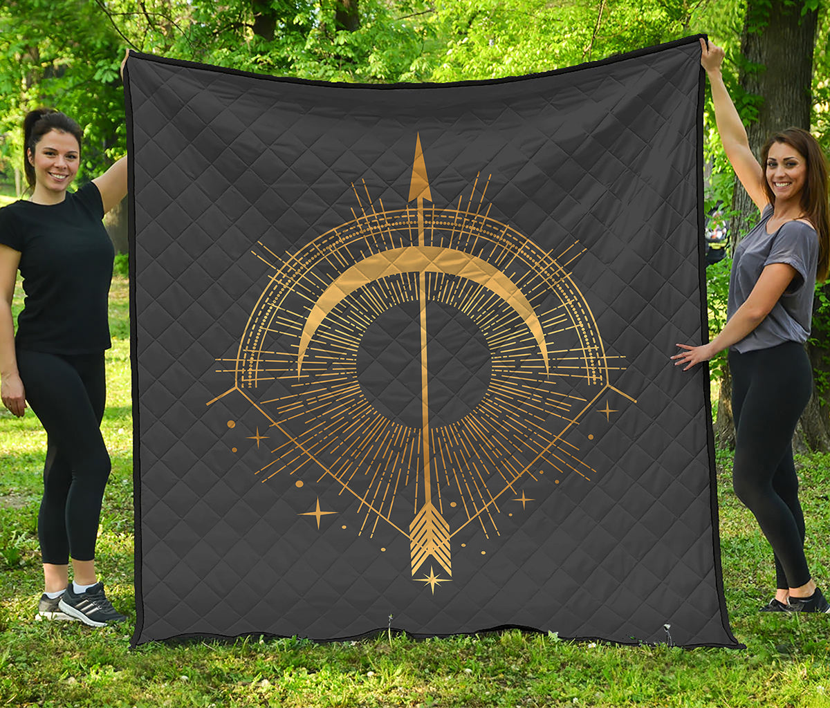 Gold Sagittarius Sign Print Quilt