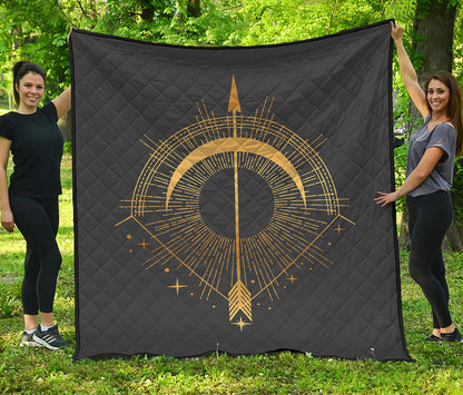 Gold Sagittarius Sign Print Quilt