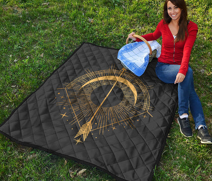 Gold Sagittarius Sign Print Quilt