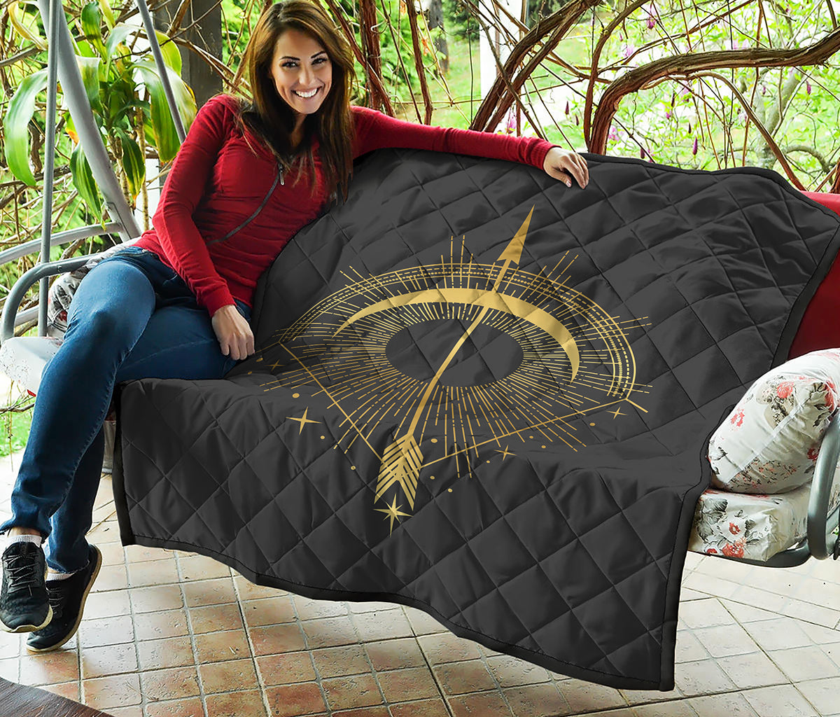 Gold Sagittarius Sign Print Quilt