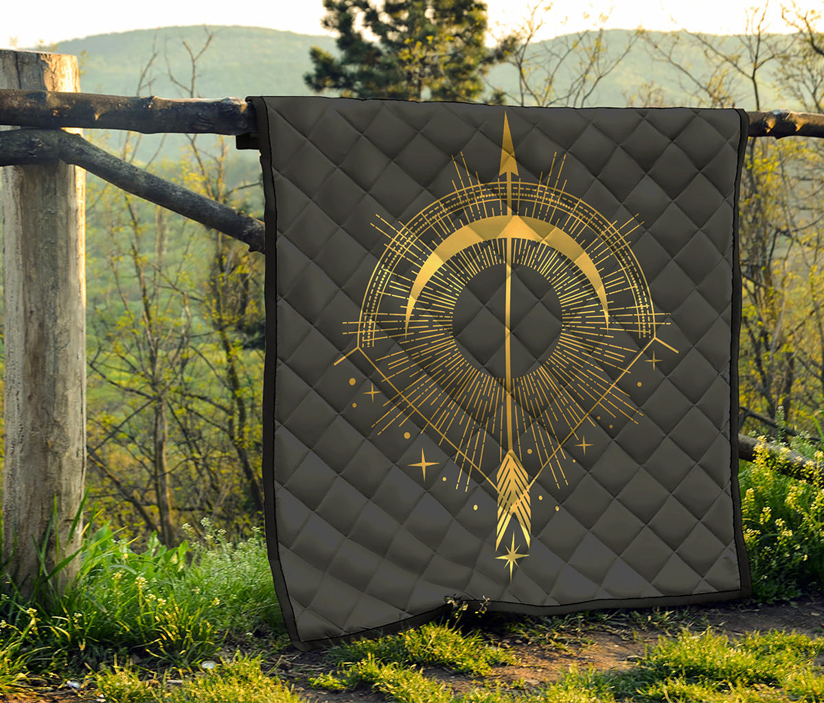 Gold Sagittarius Sign Print Quilt