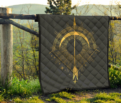 Gold Sagittarius Sign Print Quilt