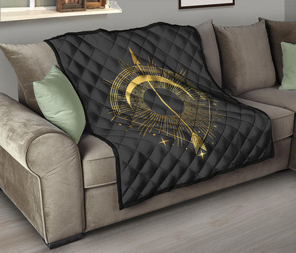 Gold Sagittarius Sign Print Quilt