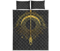 Gold Sagittarius Sign Print Quilt Bed Set