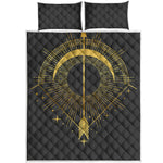 Gold Sagittarius Sign Print Quilt Bed Set