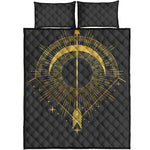 Gold Sagittarius Sign Print Quilt Bed Set