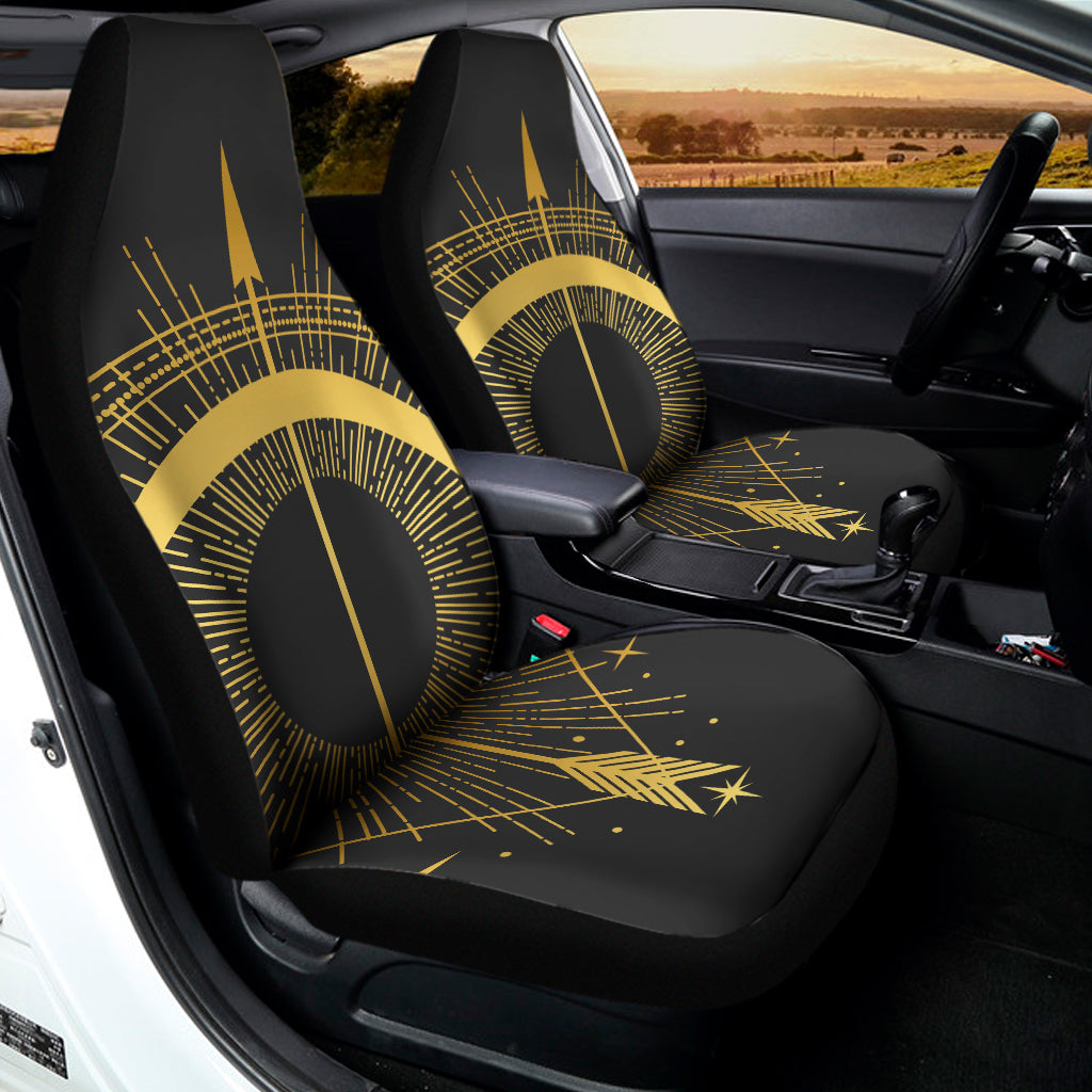 Gold Sagittarius Sign Print Universal Fit Car Seat Covers