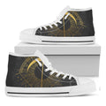 Gold Sagittarius Sign Print White High Top Sneakers
