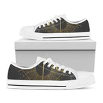 Gold Sagittarius Sign Print White Low Top Shoes