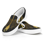Gold Sagittarius Sign Print White Slip On Shoes