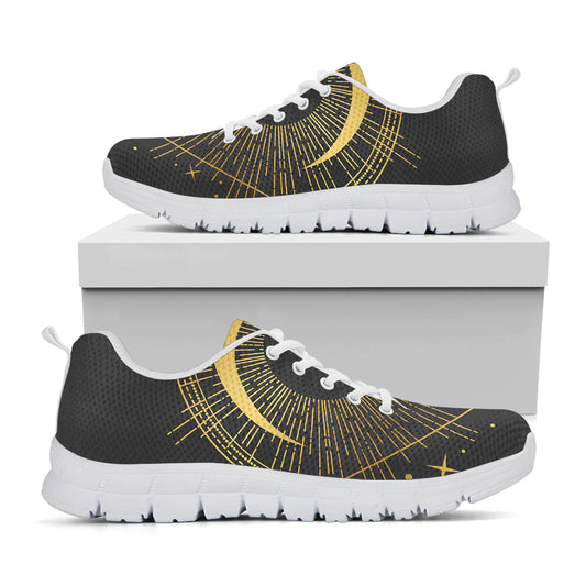 Gold Sagittarius Sign Print White Sneakers