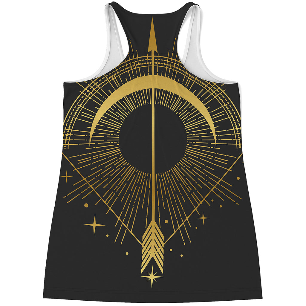 Gold Sagittarius Sign Print Women's Racerback Tank Top