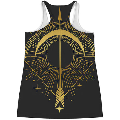 Gold Sagittarius Sign Print Women's Racerback Tank Top