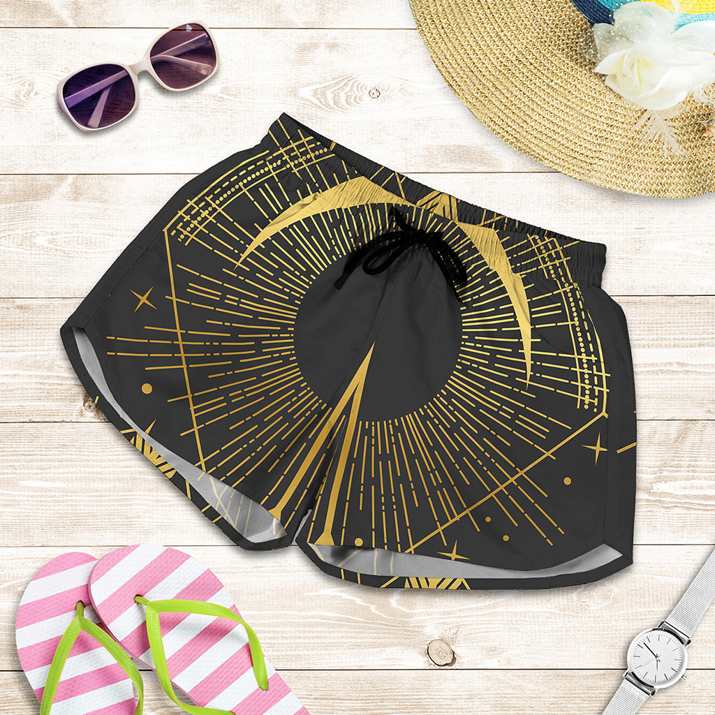 Gold Sagittarius Sign Print Women's Shorts