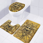 Gold Samurai Mask Print 3 Piece Bath Mat Set