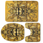 Gold Samurai Mask Print 3 Piece Bath Mat Set