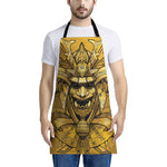 Gold Samurai Mask Print Apron