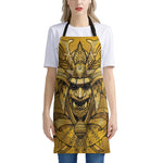 Gold Samurai Mask Print Apron