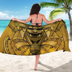 Gold Samurai Mask Print Beach Sarong Wrap