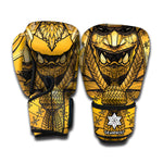 Gold Samurai Mask Print Boxing Gloves