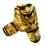 Gold Samurai Mask Print Boxing Gloves