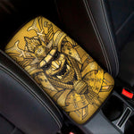 Gold Samurai Mask Print Car Center Console Cover